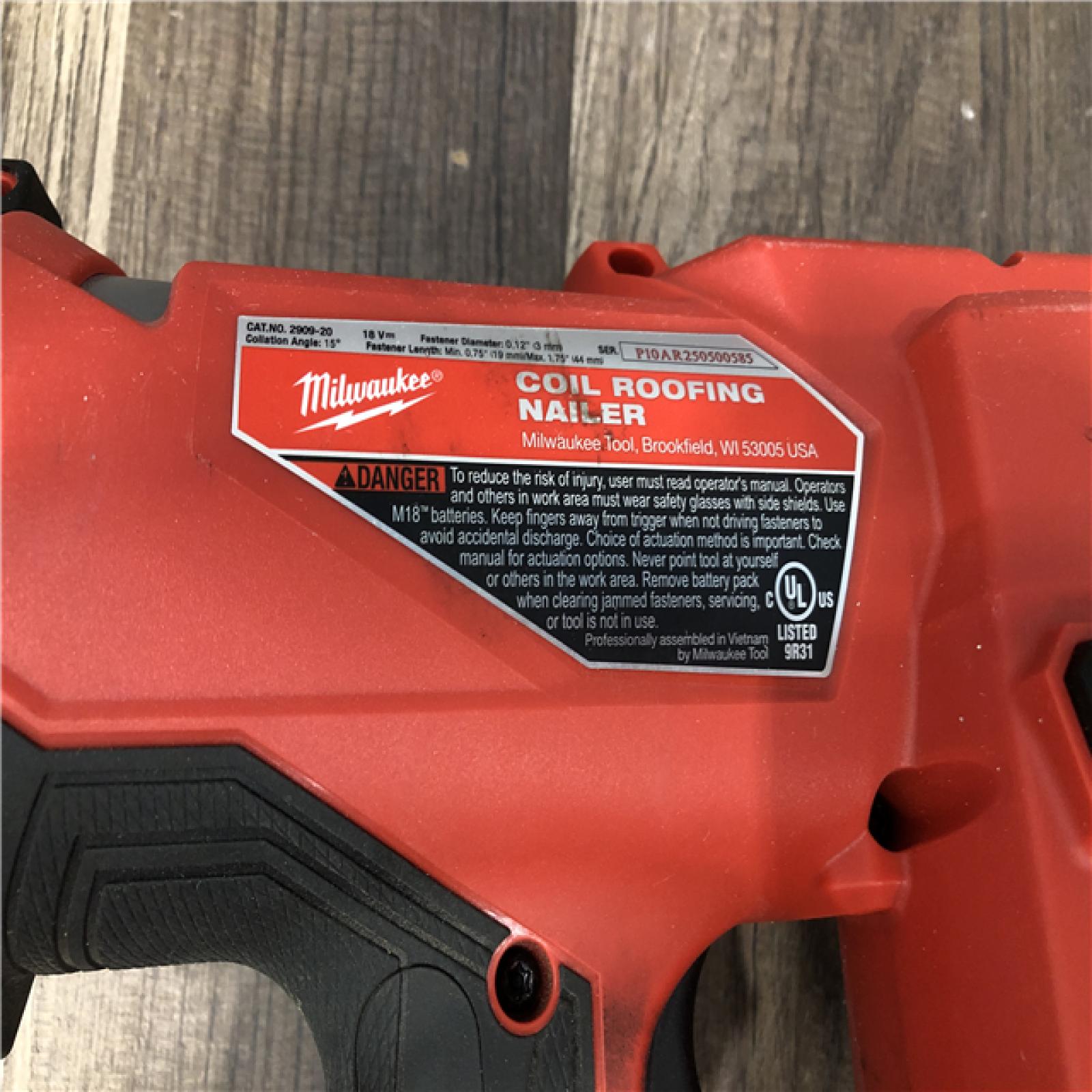 AS-IS Milwaukee FUEL 18-Volt Lithium-Ion Brushless Cordless Coil Roofing Nailer (Tool Only)