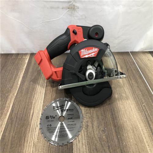 AS-IS Milwaukee FUEL 18V Lithium-Ion Brushless Cordless Metal Cutting 5-3/8 in. Circular Saw (Tool-Only) w/ Metal Saw Blade