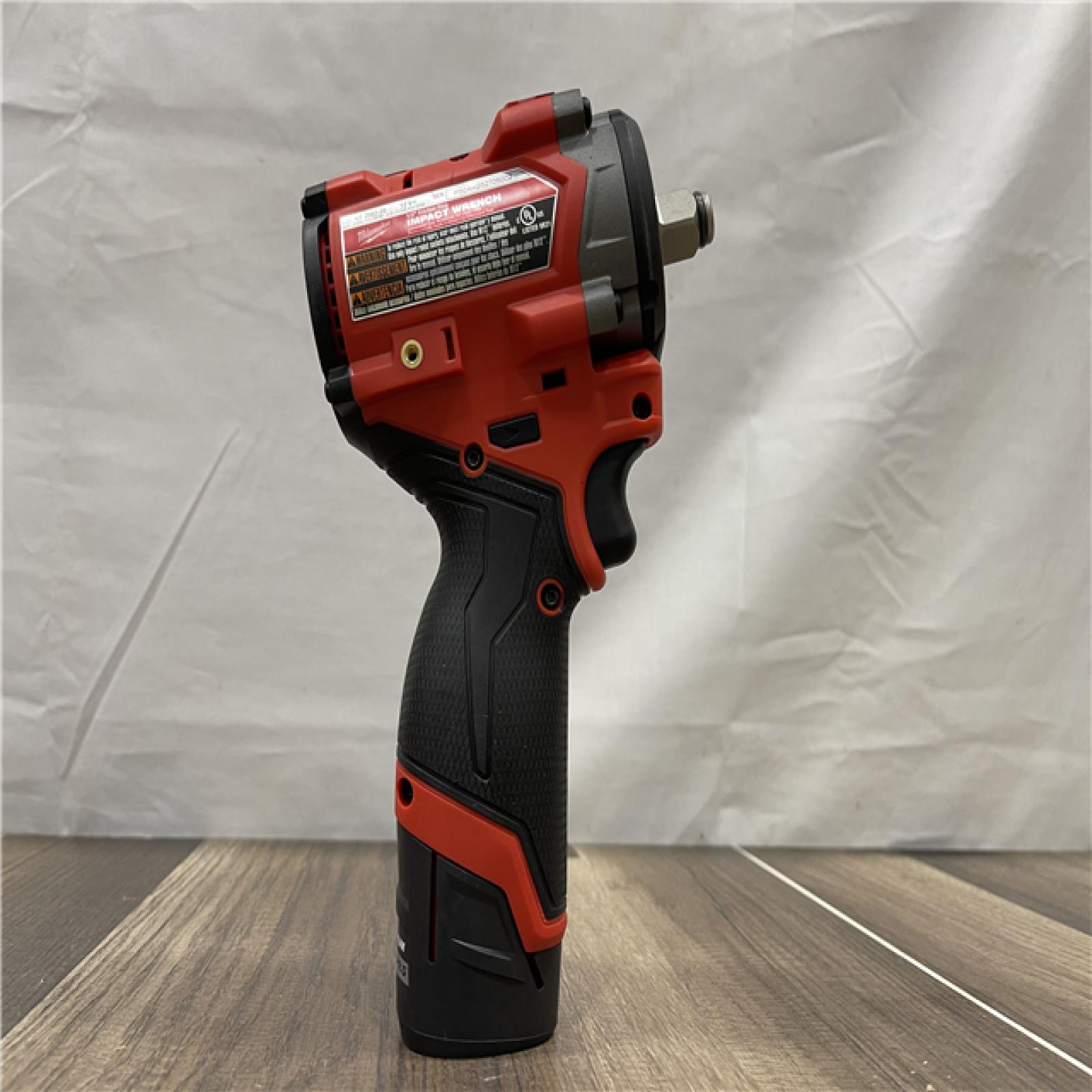 AS-IS Milwaukee FUEL 12V Li-Ion Brushless Cordless Stubby 1/2 in. Impact Wrench Kit