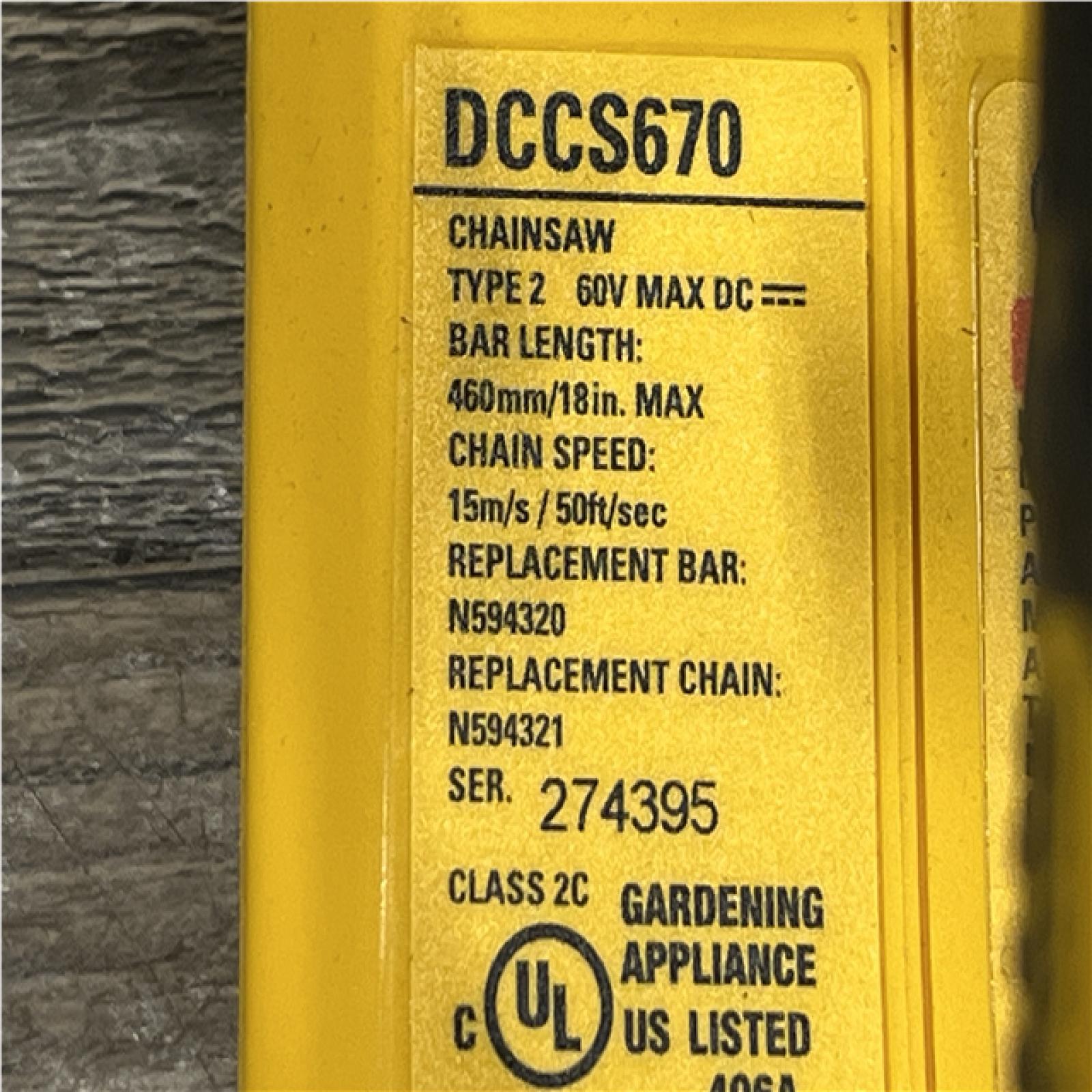 AS-IS DEWALT FLEXVOLT 60V MAX 16in. Brushless Cordless Chainsaw (Tool Only)
