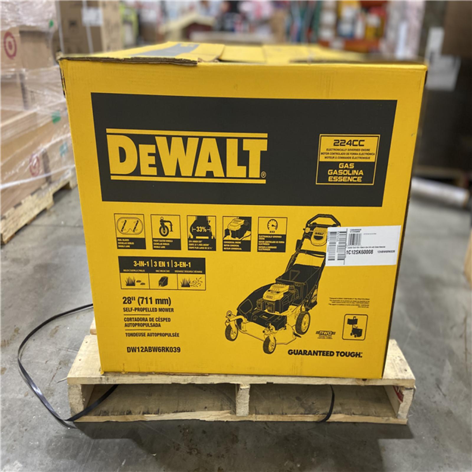 DALLAS LOCATION - DEWALT 28 in. 224cc E-GOV Engine 3-in-1 Gas RWD Self-Propelled Lawn Mower with High Rear Wheels