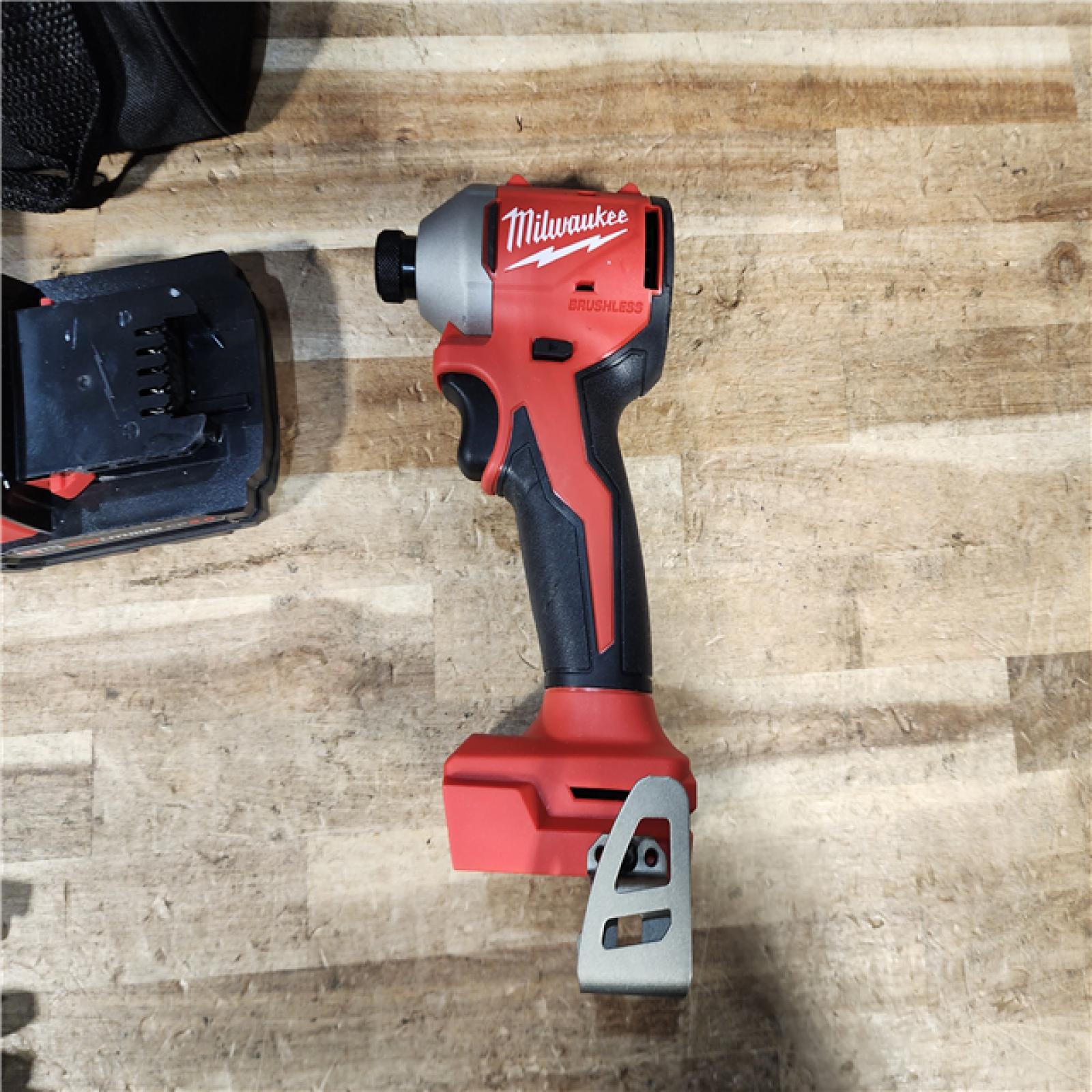 HOUSTON LOCATION - AS - IS Milwaukee 18-Volt Lithium-Ion Compact Brushless Cordless 1/4 in. Impact Driver Kit