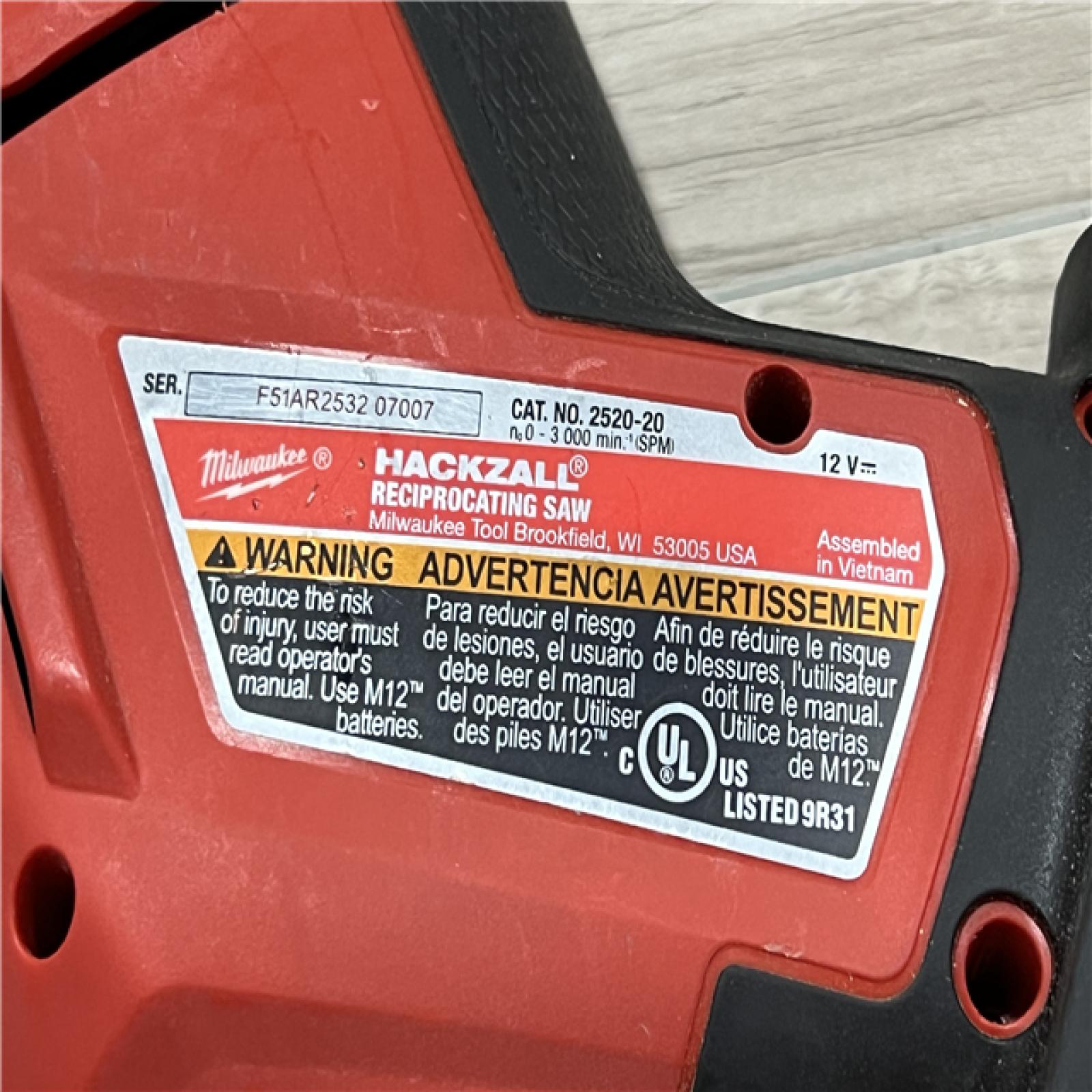 AS-IS Milwaukee FUEL 12V Lithium-Ion Brushless Cordless HACKZALL Reciprocating Saw (Tool-Only)