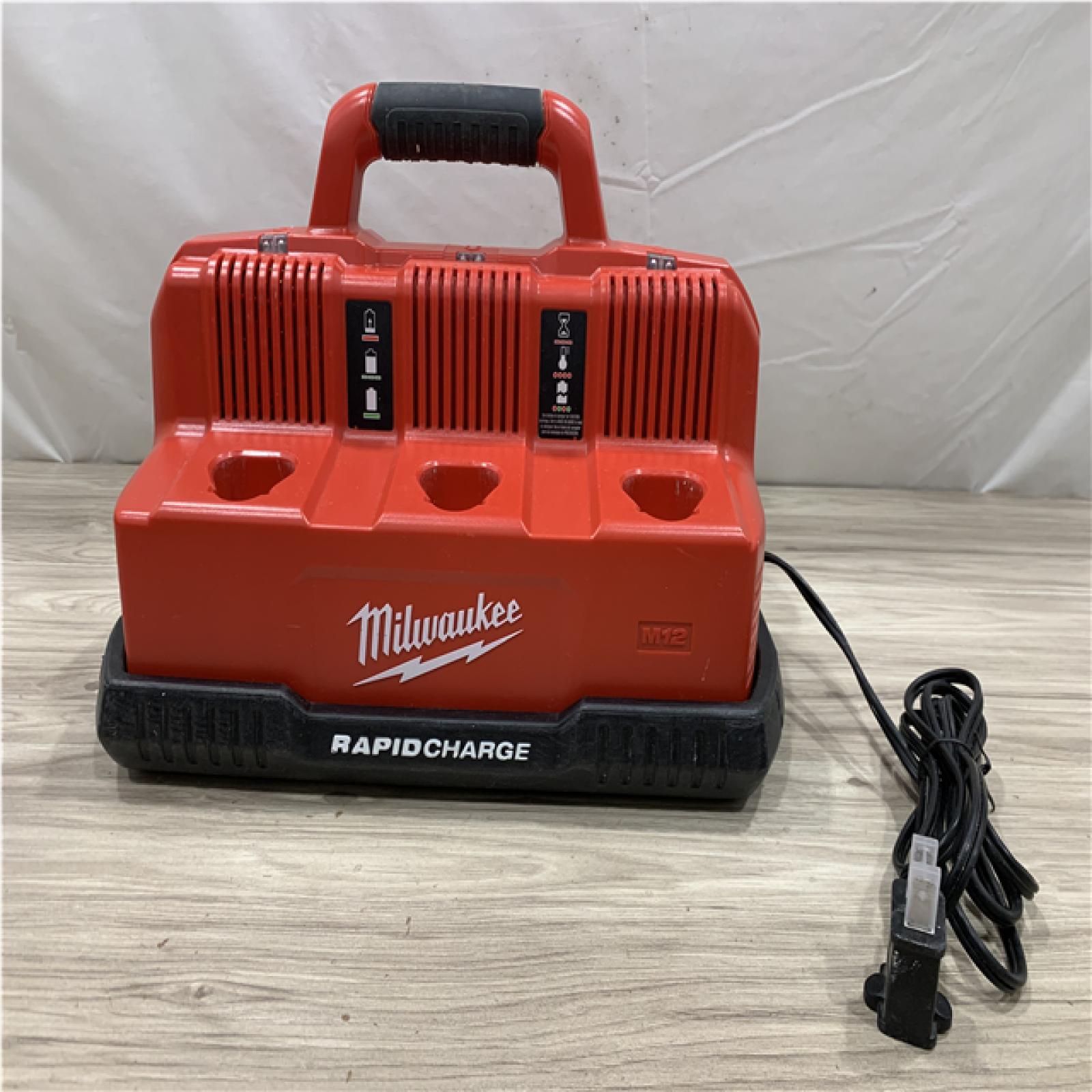 AS-IS Milwaukee 12-Volt/18-Volt Lithium-Ion Multi-Voltage 6-Port Sequential Rapid Battery Charger