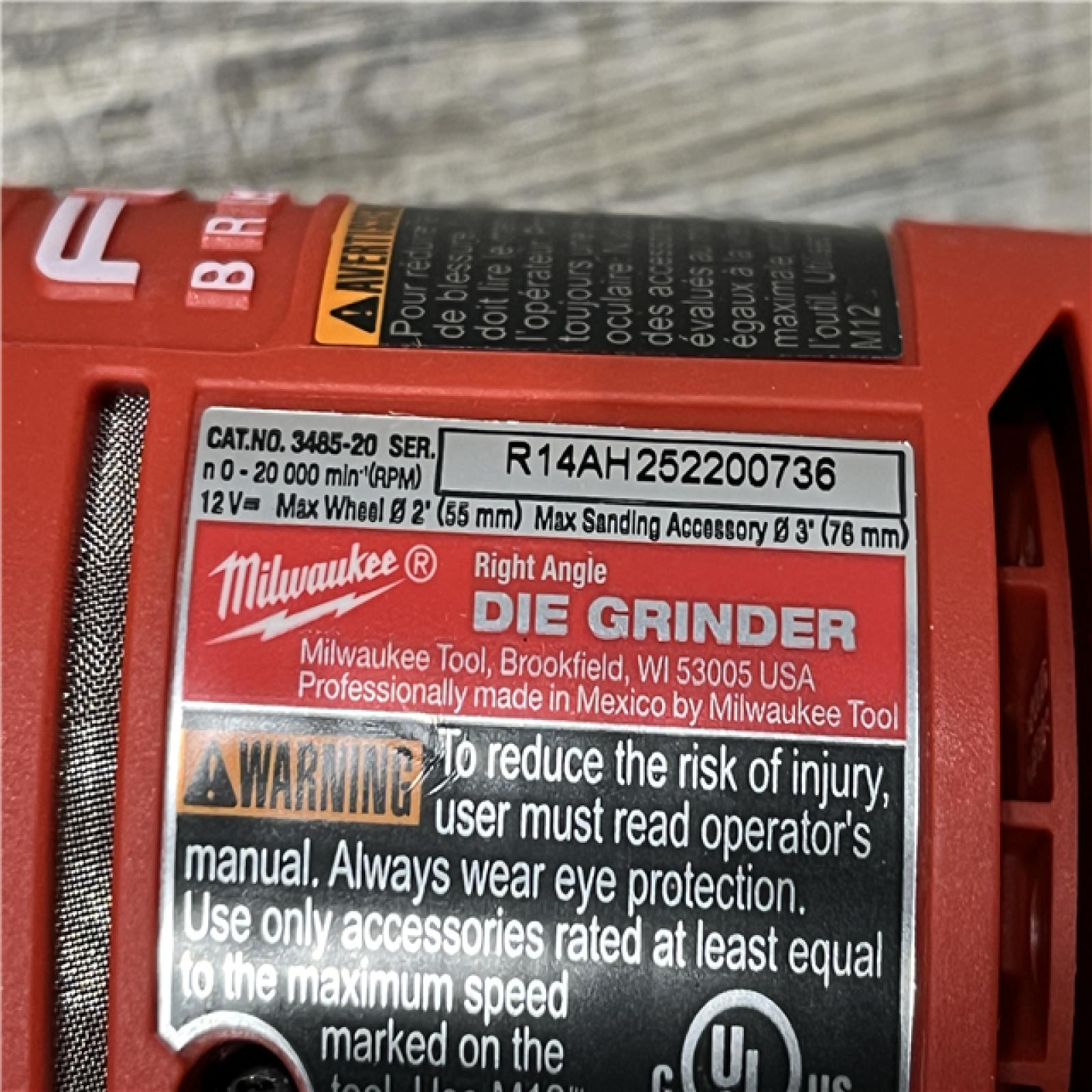 AS-IS Milwaukee FUEL 12V Lithium-Ion Brushless Cordless 1/4 in. Right Angle Die Grinder (Tool-Only)