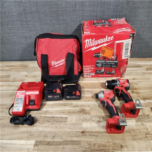 HOUSTON LOCATION - AS-IS M18 18-Volt Lithium-Ion Brushless Cordless Compact Hammer Drill/Impact Combo Kit (2-Tool) with (2) Batteries  Bag