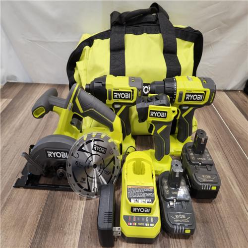 AS-IS- RYOBI ONE+ 18V Cordless 4-Tool Combo Kit with 1.5 Ah Battery  4.0 Ah Battery  and Charger
