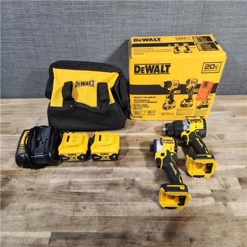 HOUSTON LOCATION - AS-IS DEWALT 20V MAX XR Hammer Drill and ATOMIC Impact Driver 2 Tool Cordless Combo Kit with (2) 4.0Ah Batteries, Charger, and Bag