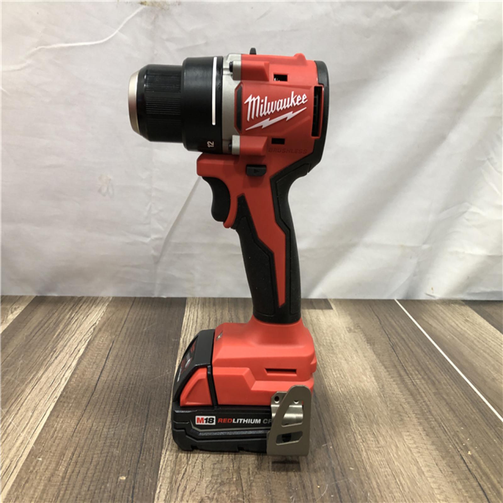 AS-IS Milwaukee 18V Lithium-Ion Brushless Cordless 1/2 in. Compact Drill/Driver Kit