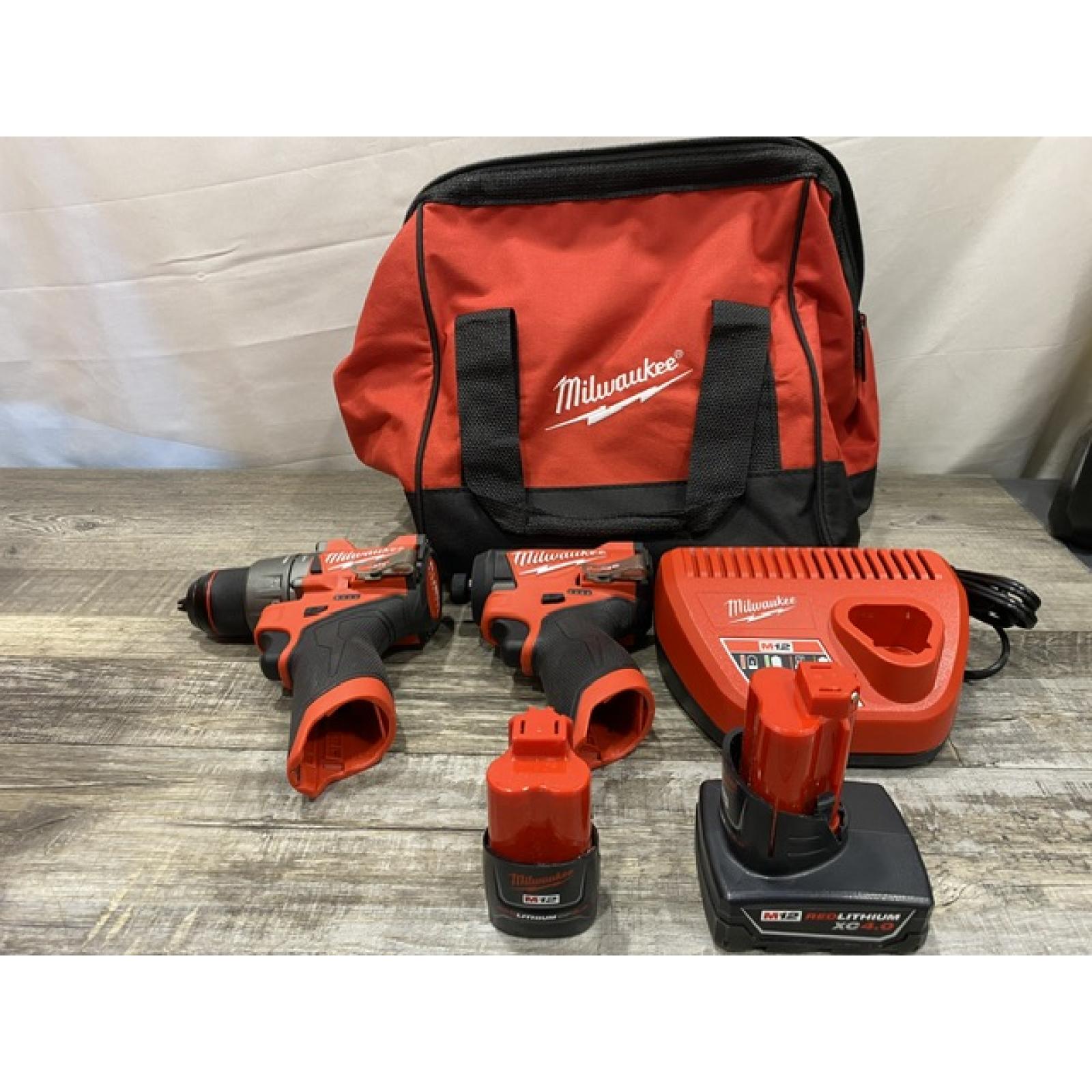 AS-IS Milwaukee FUEL 12-Volt Lithium-Ion Brushless Cordless Hammer Drill and Impact Driver Combo Kit