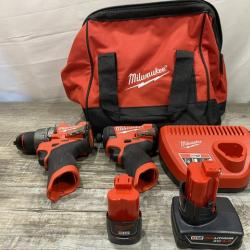 AS-IS Milwaukee FUEL 12-Volt Lithium-Ion Brushless Cordless Hammer Drill and Impact Driver Combo Kit