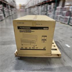 DALLAS LOCATION - Husky 52 in. W 10-Drawer Gloss Red Mobile Workbench Cabinet with Solid Wood Top and Pegboard