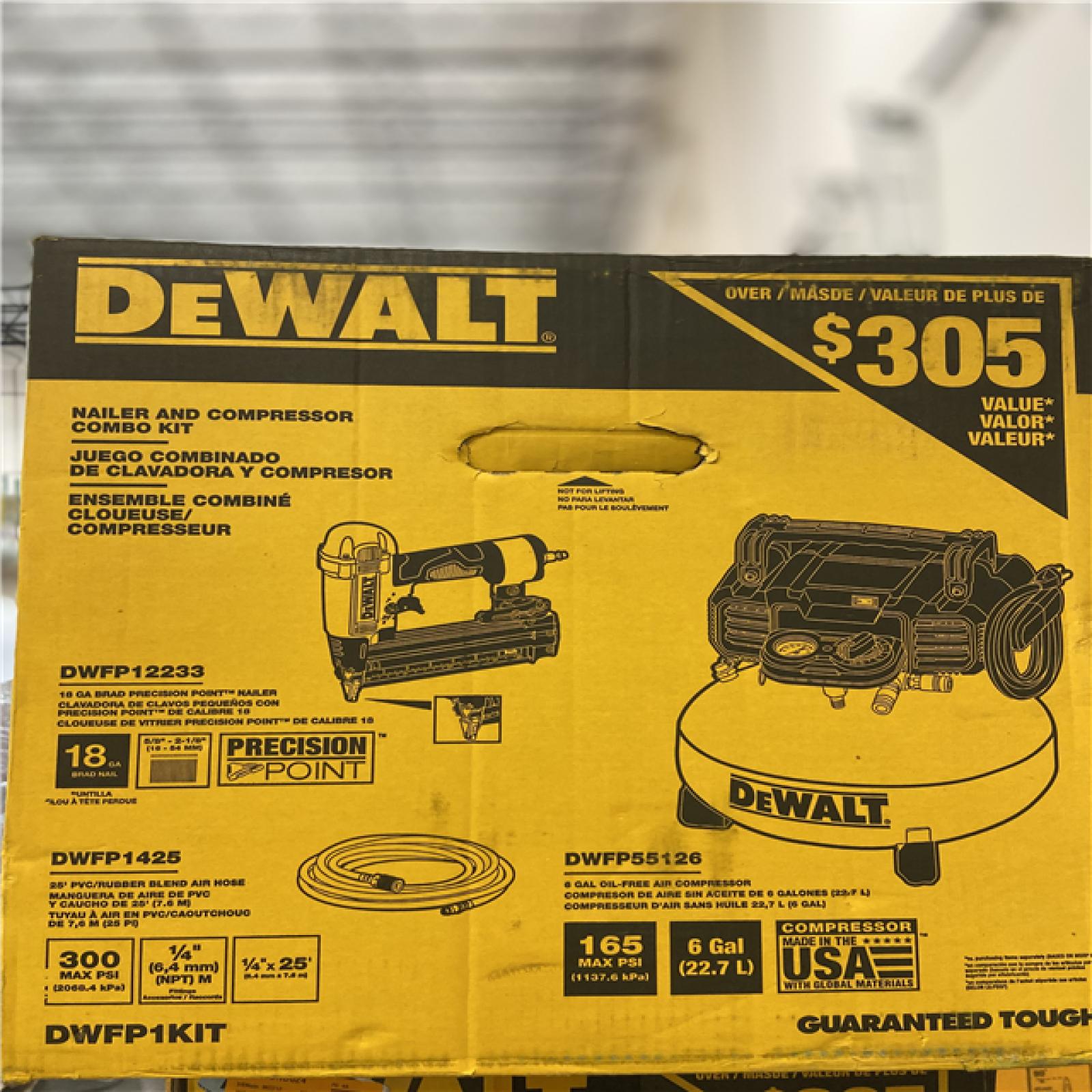DALLAS LOCATION - DEWALT 6 Gal. 18-Gauge Brad Nailer and Heavy-Duty Pancake Electric Air Compressor Combo Kit
