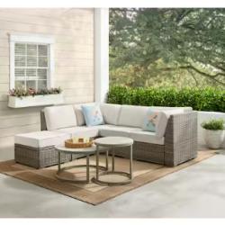 DALLAS LOCATION- HAMPTON BAY Holly Cove 7-Piece Wicker Outdoor Sectional Set