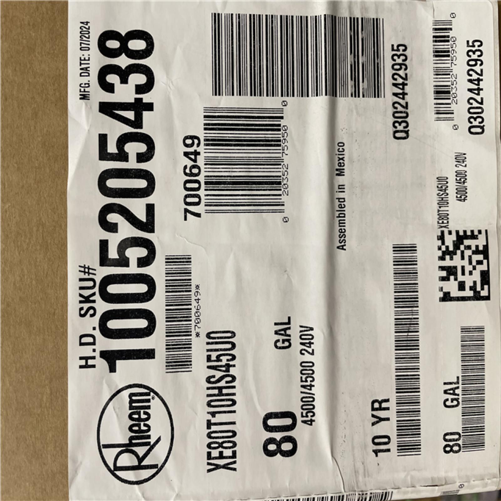 DALLAS LOCATION- RHEEM ProTerra 80 Gal. Hybrid Electric Water Heater