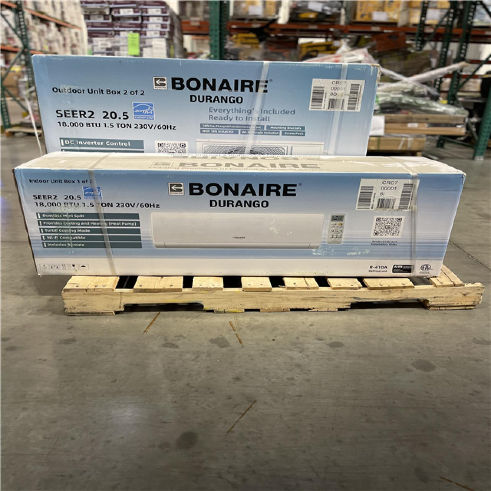 DALLAS LOCATION - NEW! BONAIRE DURANGO 18000 BTU 1.5 TON MINI SPLIT