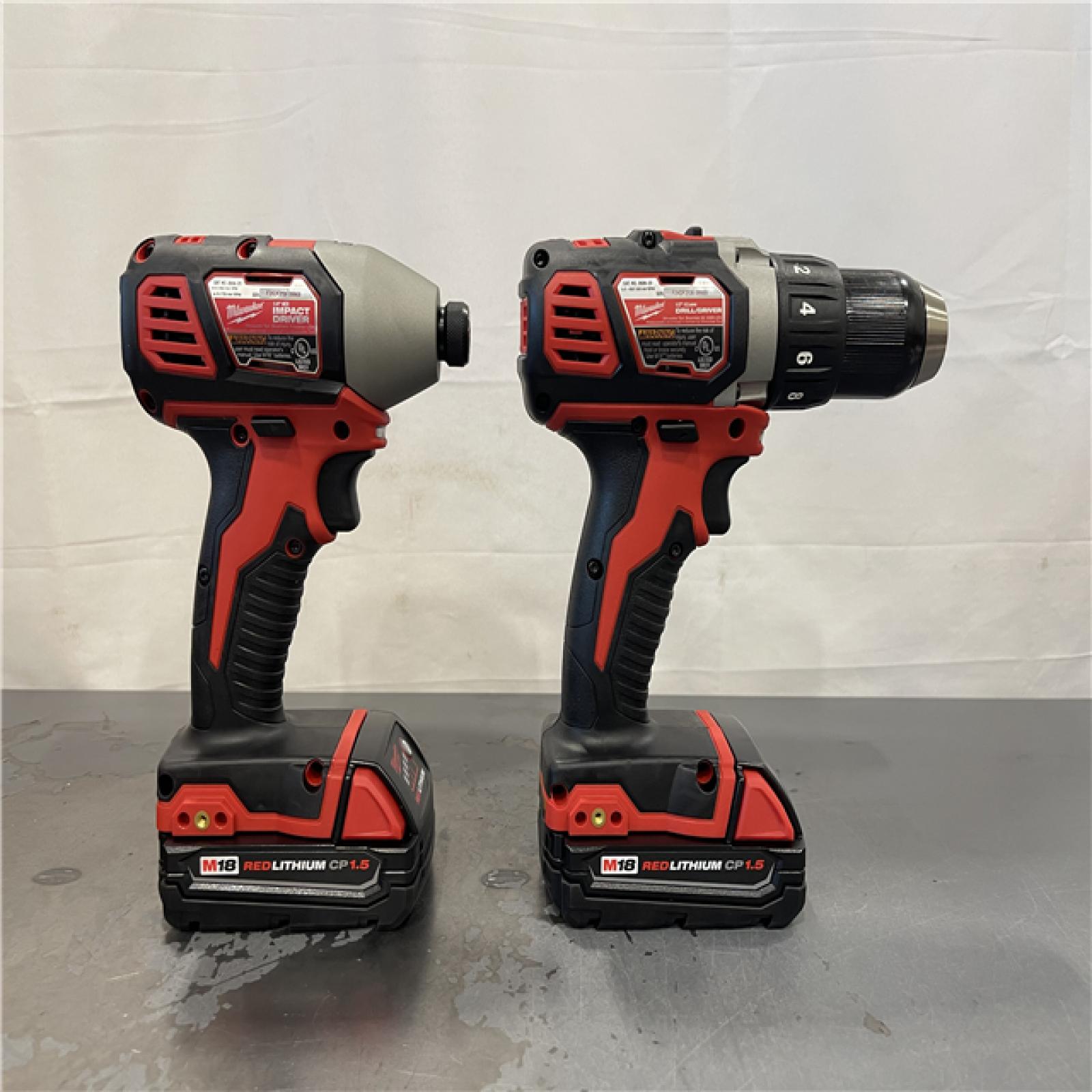 AS-IS- Milwaukee 18V Cordless Brushed 2-Tool Drill/Driver and Impact Driver Kit