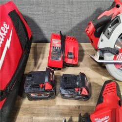 HOUSTON LOCATION - AS-IS Milwaukee M18 18-Volt Lithium-Ion Brushless Cordless Combo Kit (4-Tool) with 2-Batteries, 1-Charger and Tool Bag