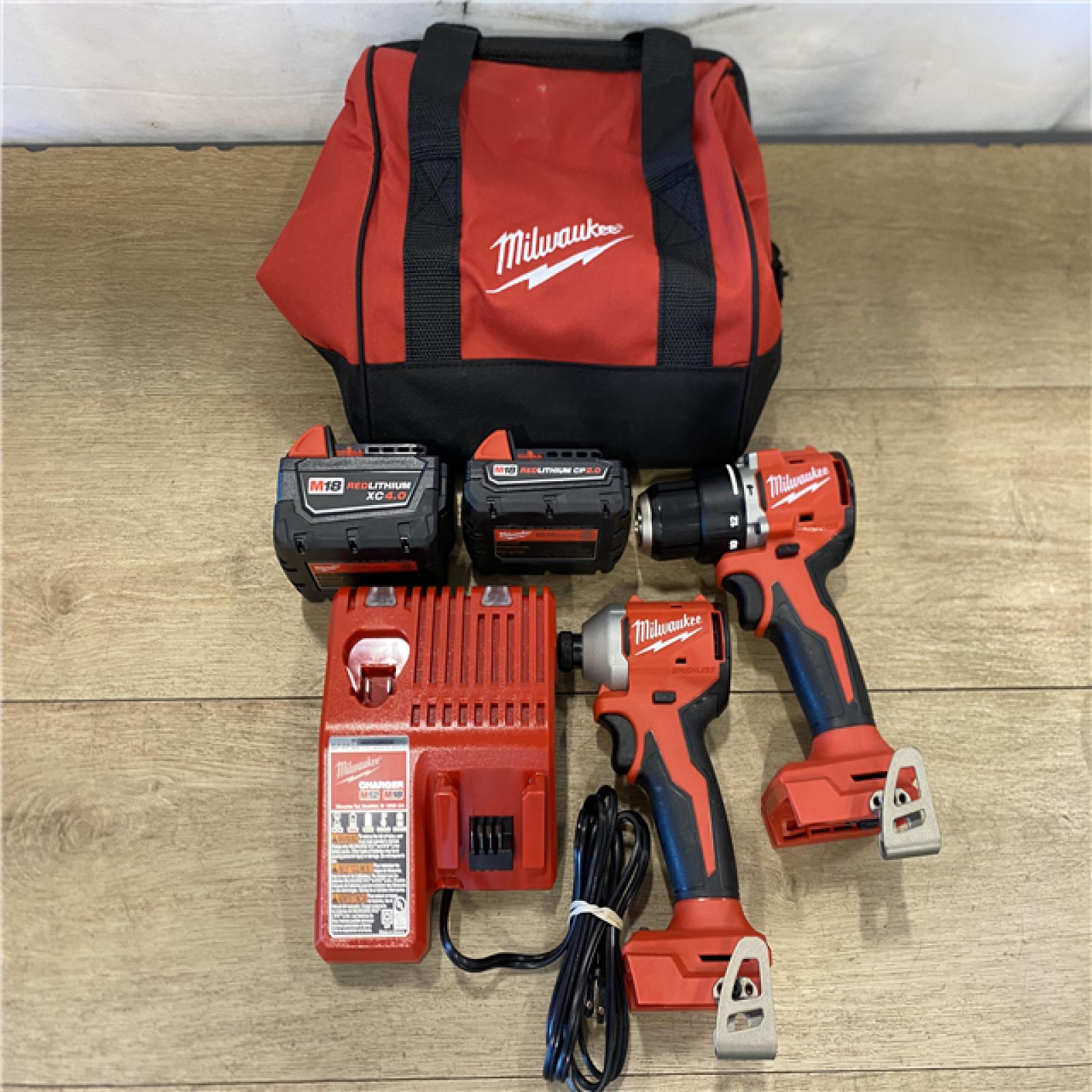 AS-IS Milwaukee 18-Volt Lithium-Ion Brushless Cordless Compact Hammer Drill/Impact Combo Kit
