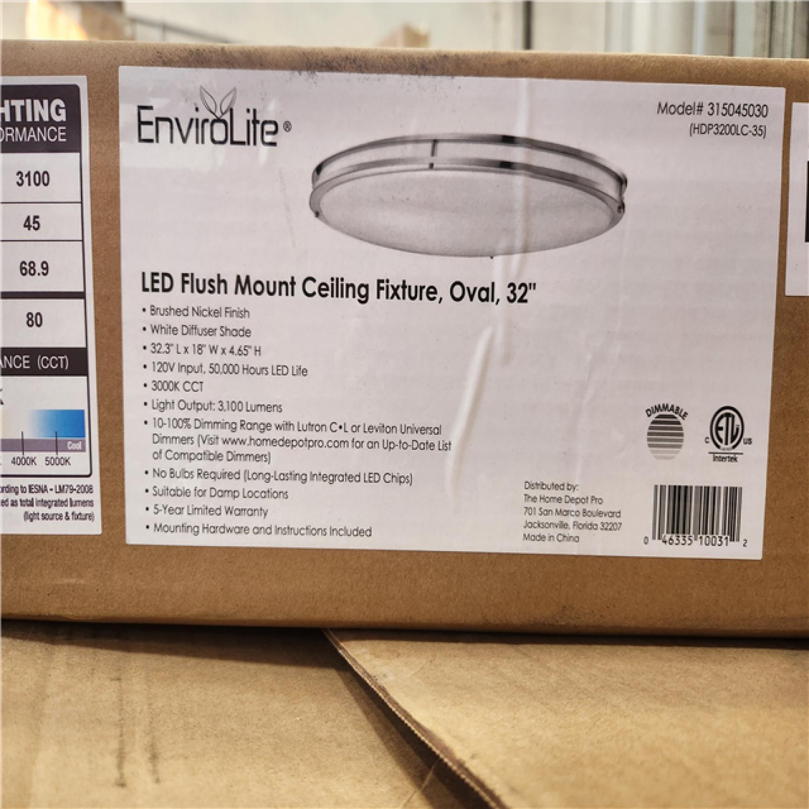 Phoenix NEW EnviroLite LED 32.3 inch Brushed Nickel Flush Mount Ceiling Light Pallet 28-Lights (SEALED)