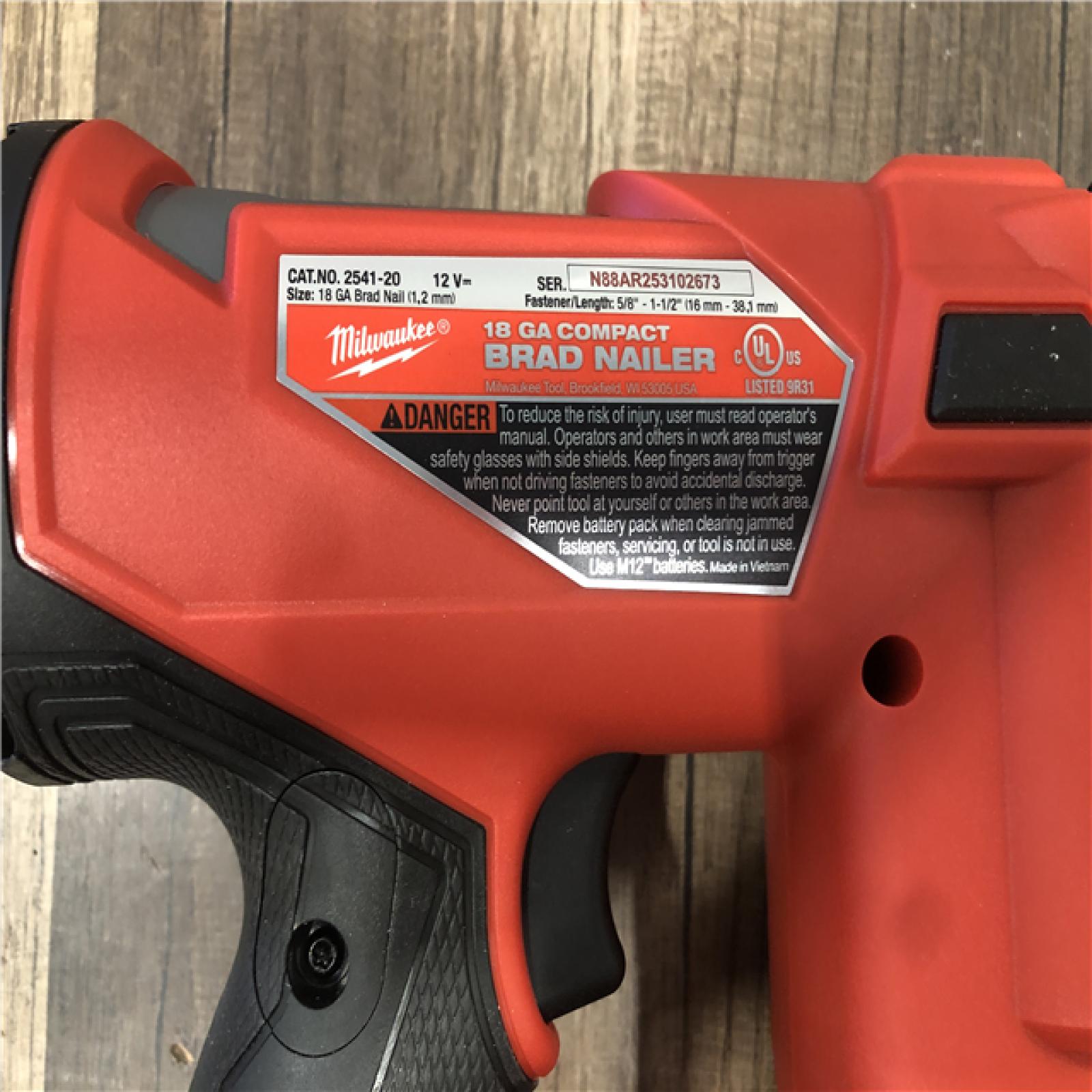 AS-IS Milwaukee  FUEL 12-Volt Lithium-Ion Brushless Cordless 18-Gauge 1-1/2 in. Compact Brad Nailer (Tool Only)
