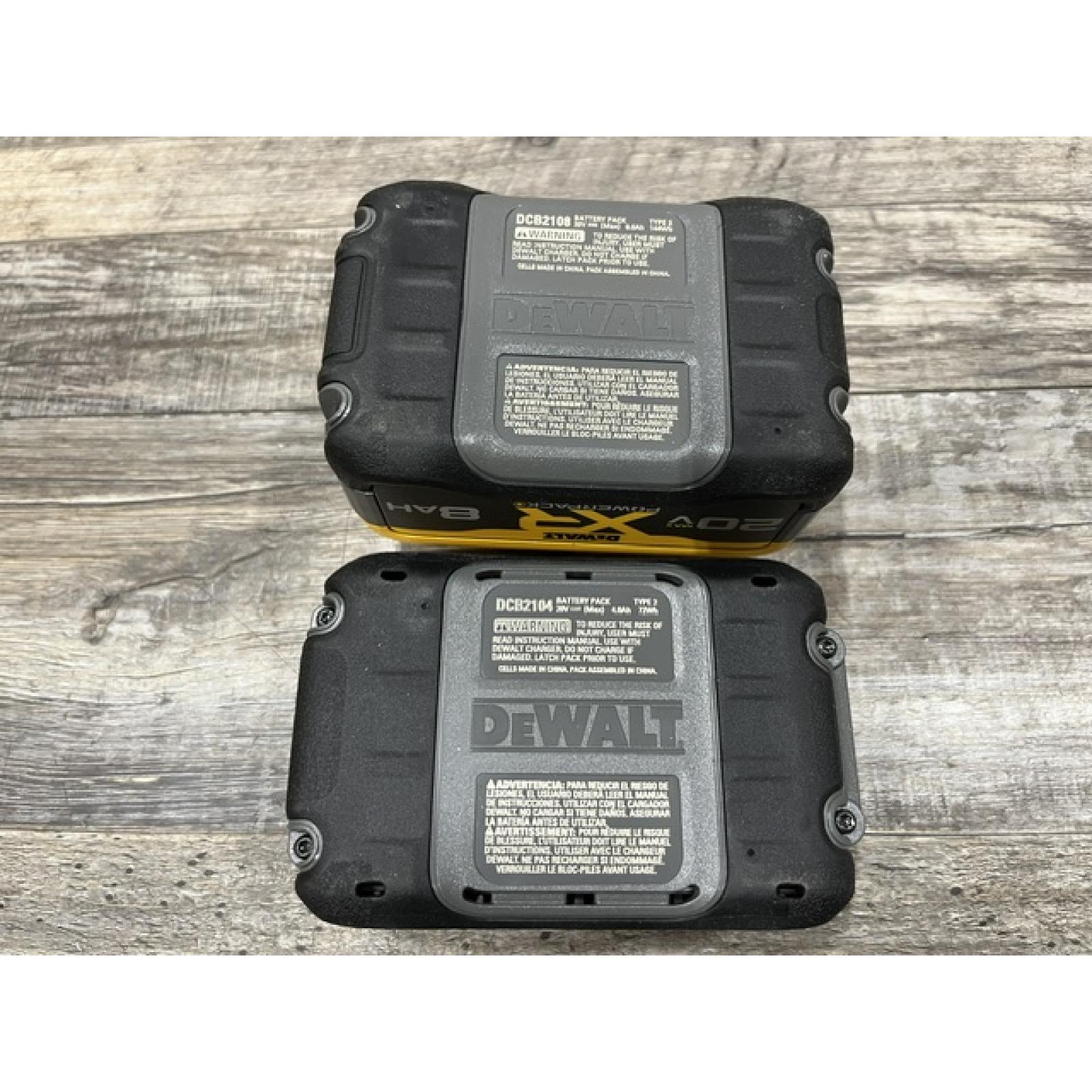 AS-IS DEWALT 20V XR Lithium-Ion Starter Pack with 8.0 Ah and 4.0 Ah Battery Packs and Charger