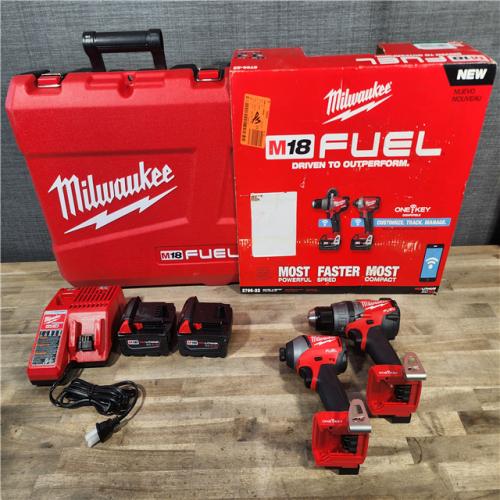HOUSTON LOCATION - AS-IS (APPEARS LIKE NEW) Milwaukee M18 FUEL ONE-KEY 18-Volt Lithium-Ion Brushless Cordless Hammer Drill/Impact Driver Combo Kit w/(2) 5.0Ah Batteries, Case