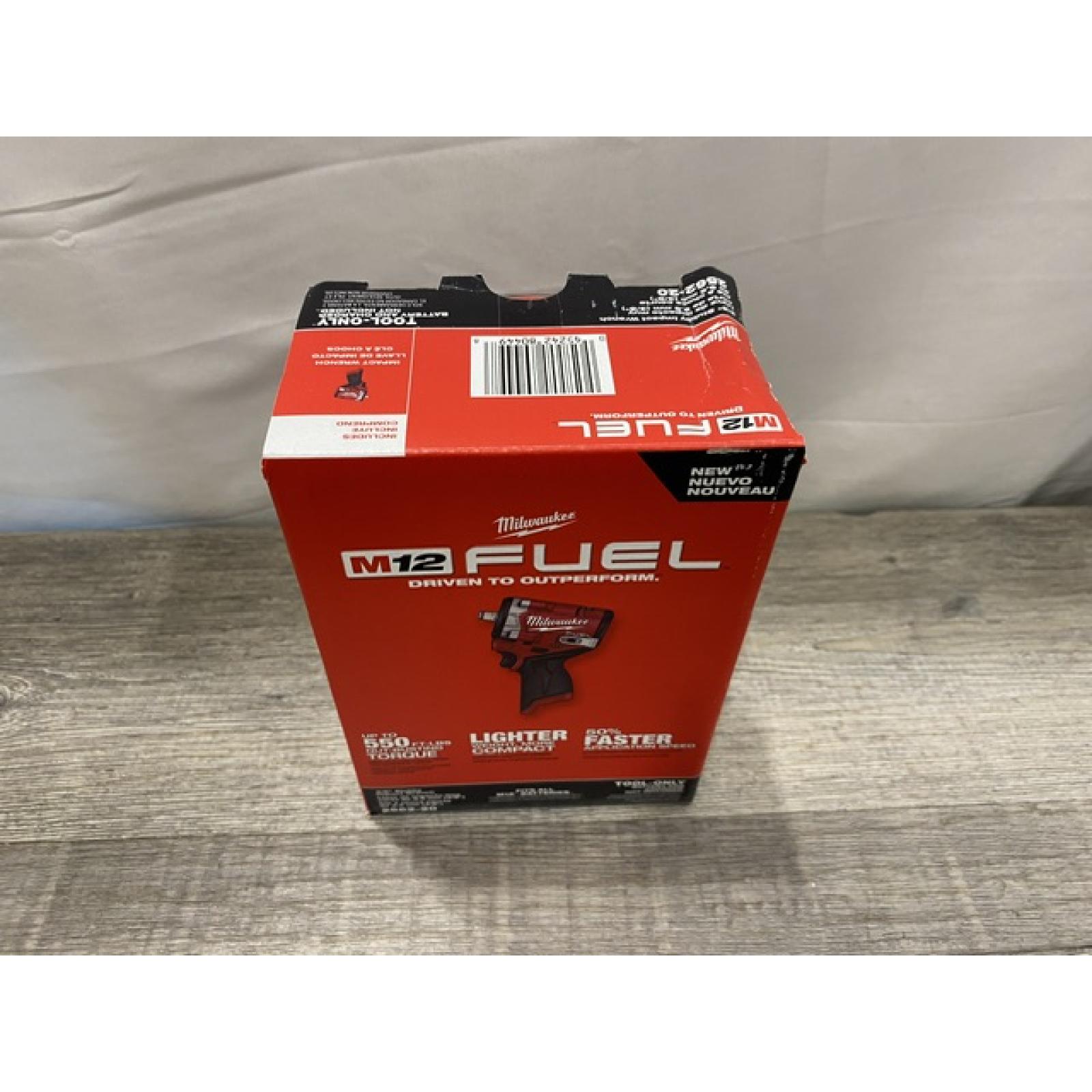 NEW - Milwaukee FUEL 12V Lithium-Ion Brushless Cordless Stubby 3/8 in. Impact Wrench (Tool-Only)