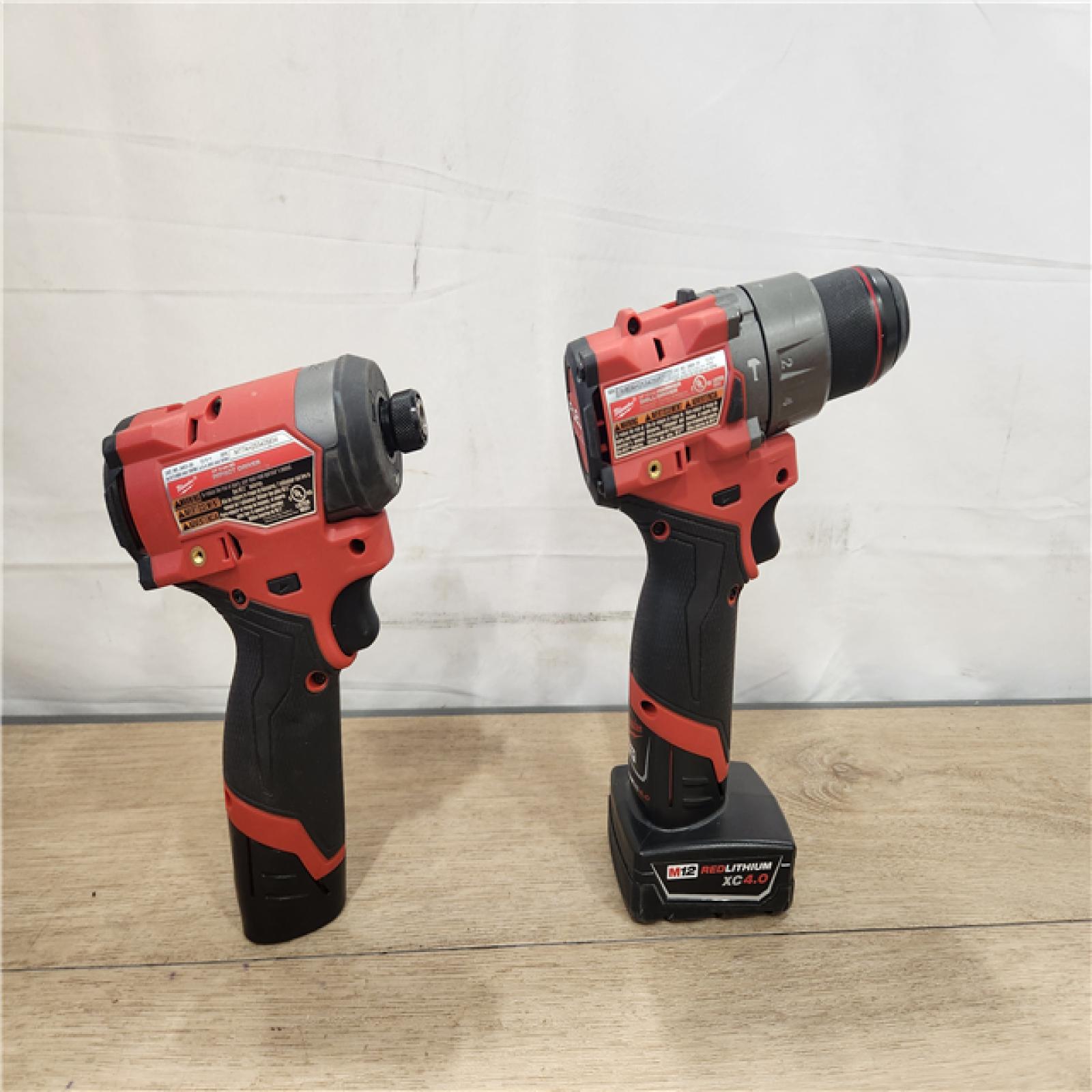 AS-IS- Milwaukee 12V Brushless Hammer Drill and Impact Driver Combo Kit