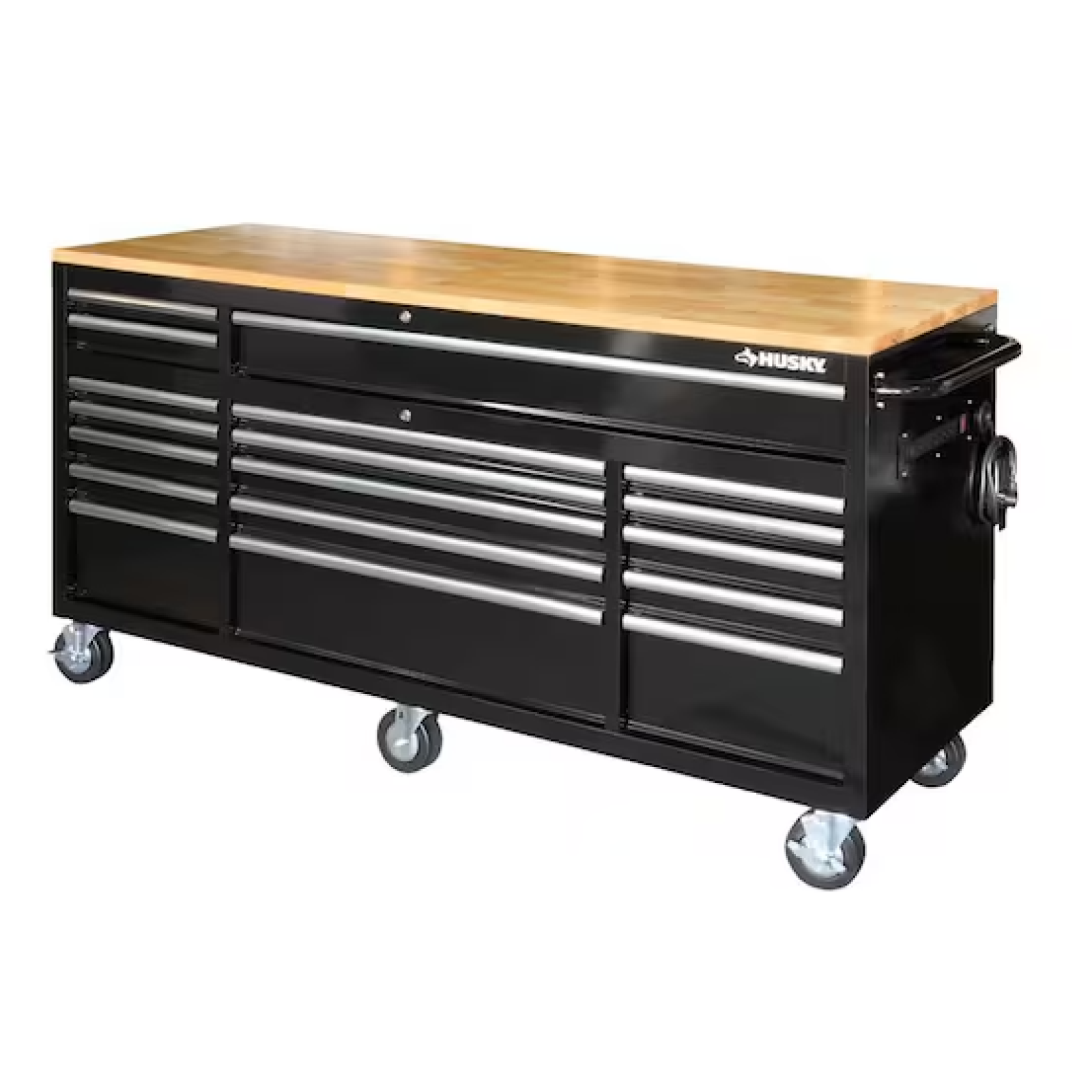 DALLAS LOCATION- AS-IS HUSKY 72 in. W Gloss Black Mobile Workbench Tool Chest