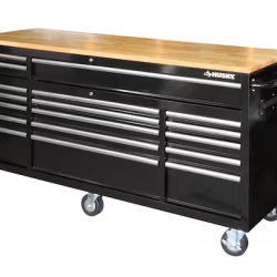 DALLAS LOCATION- AS-IS HUSKY 72 in. W Gloss Black Mobile Workbench Tool Chest