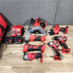 HOUSTON LOCATION - AS-IS (APPEARS LIKE NEW) Milwaukee M18 18-Volt Lithium-Ion Cordless Combo Kit 7-Tool with 2-Batteries, Charger and Tool Bag