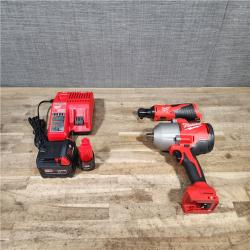 HOUSTON LOCATION - AS-IS Milwaukee 12/18V Lithium-Ion Cordless 3/8 in. Ratchet and 1/2 in. High Torque Impact Wrench with Friction Ring Combo Kit