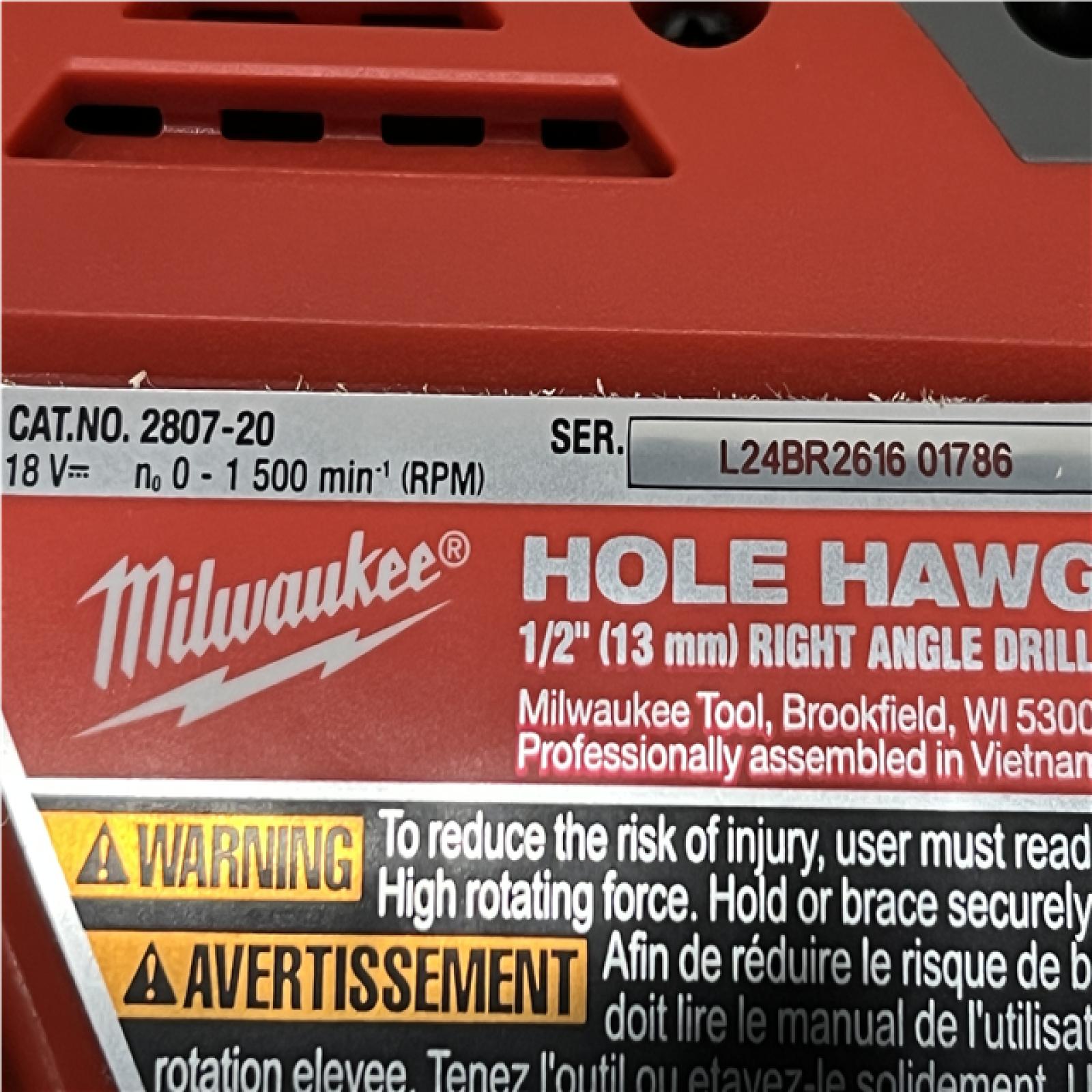 AS-IS Milwaukee FUEL GEN II 18V Lithium-Ion Brushless Cordless 1/2 in. Hole Hawg Right Angle Drill (Tool-Only)