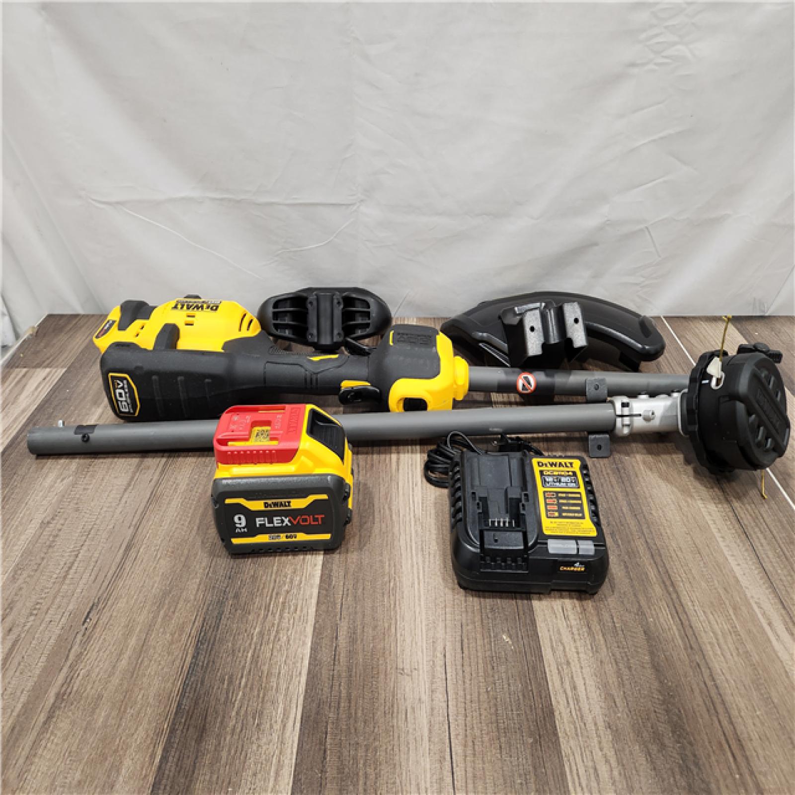 AS-IS DEWALT FLEXVOLT 60V MAX 17 in. Cordless Battery Powered Attachment Capable Trimmer Kit with (1) FLEXVOLT 3 Ah Battery & Charger