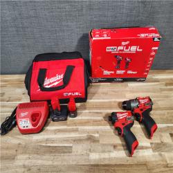 HOUSTON LOCATION - AS-IS (APPEARS LIKE NEW) Milwaukee  FUEL 12-Volt Lithium-Ion Brushless Cordless Hammer Drill and Impact Driver Combo Kit