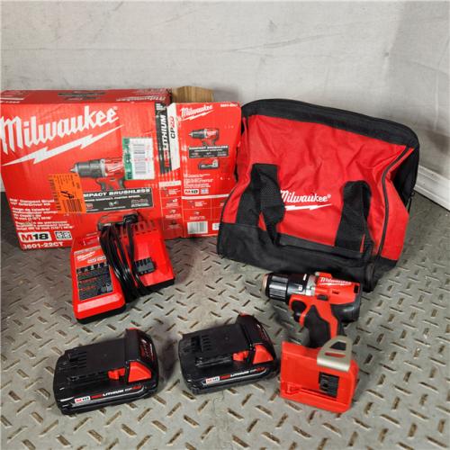 Houston location- AS-IS Milwaukee M18 Compact Brushless 1/2 Drill/Driver Kit