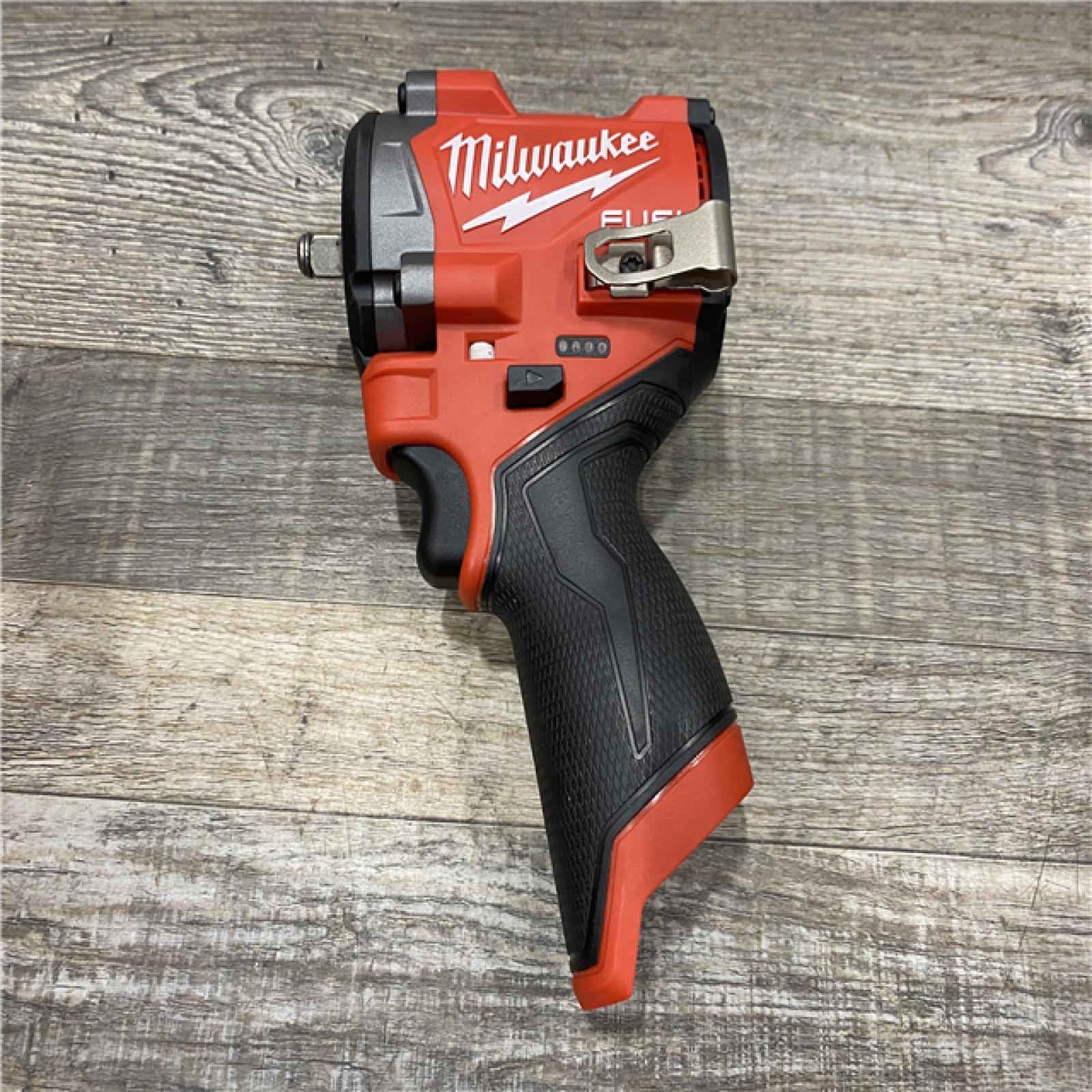 AS-IS Milwaukee FUEL 12V Li-Ion Brushless Cordless Stubby 3/8 in. Impact Wrench Kit