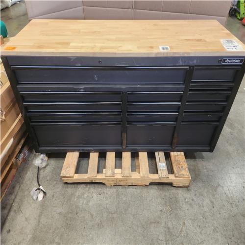 Phoenix LIKE NEW Husky Heavy-Duty 72 in. W 15-Drawer Matte Black Mobile Workbench with Wood top