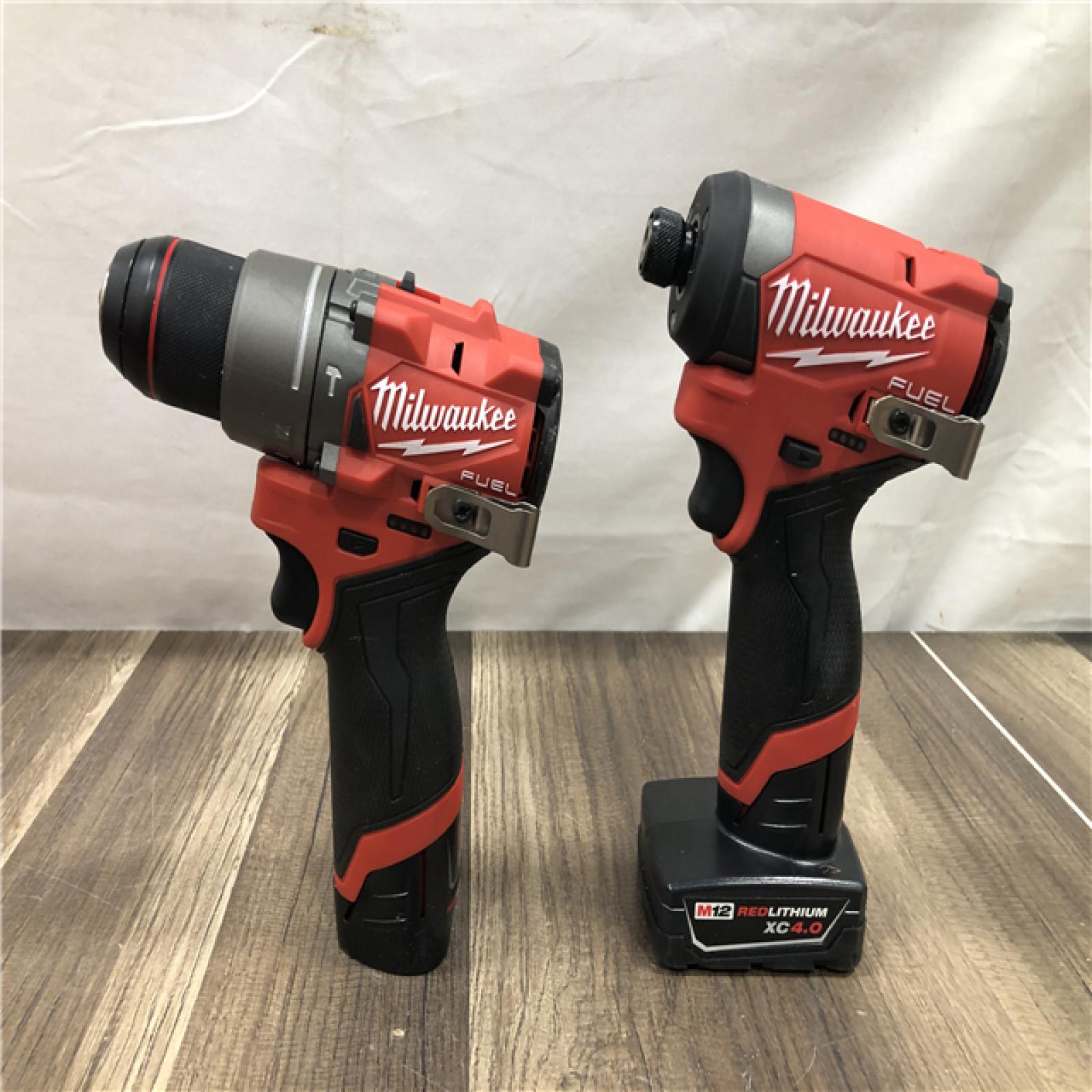 AS-IS Milwaukee FUEL 12-Volt Lithium-Ion Brushless Cordless Hammer Drill and Impact Driver Combo Kit