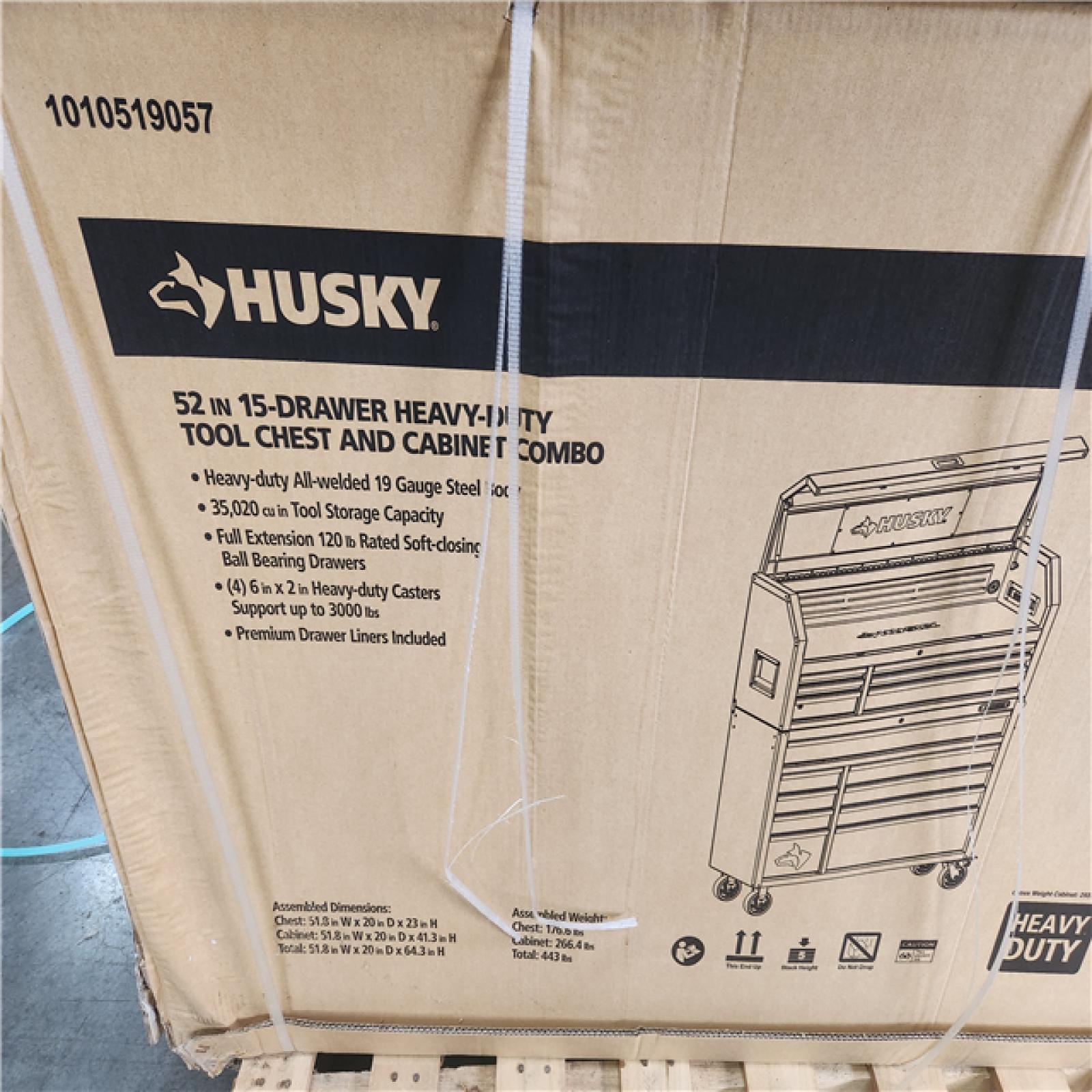 Phoenix NEW Husky Heavy-Duty 52 in. W 15-Drawer Matte Gray Steel Rolling Tool Chest Combo