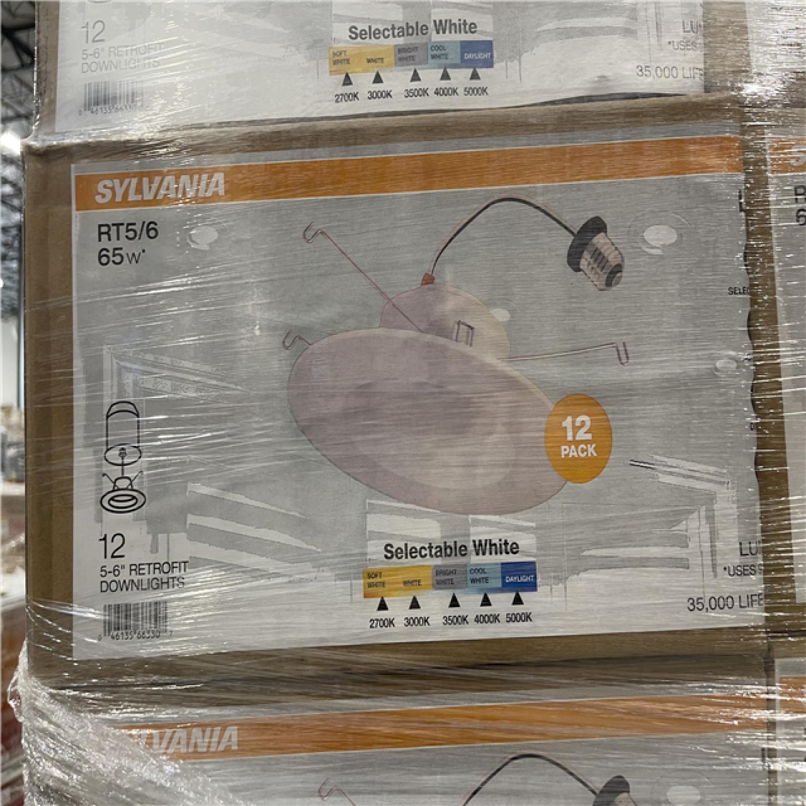 DALLAS LOCATION -LEDVANCE Integrated LED 6 in. Retro Fit Selectable Color 675 Lumen Dimmable Recessed Light White  Wet Rated (12-Pack)-PALLET-(60 CASES)