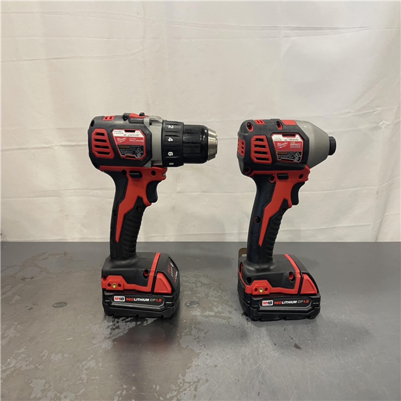 AS-IS- Milwaukee 18V Cordless Brushed 2-Tool Drill/Driver and Impact Driver Kit