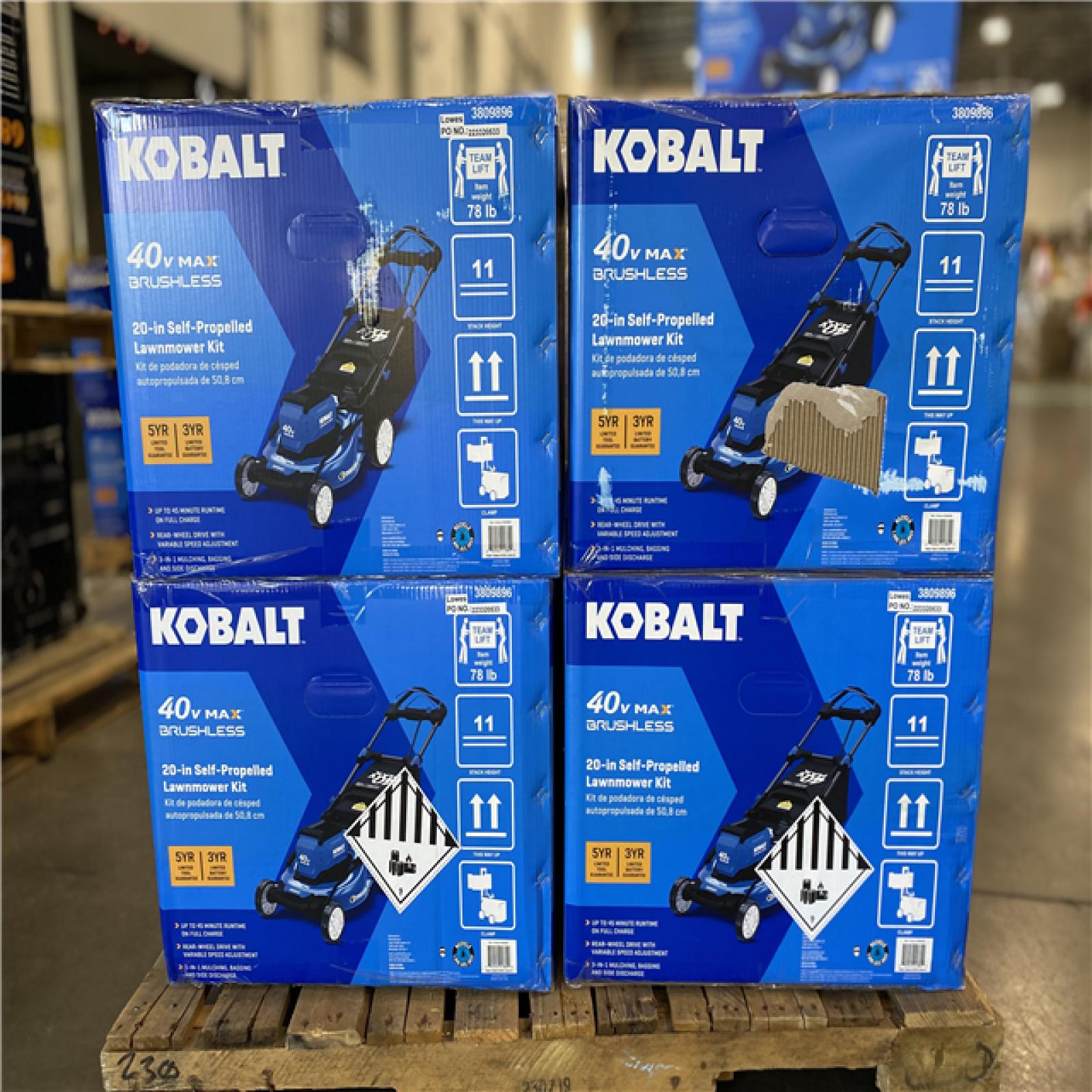 DALLAS LOCATION - Kobalt Gen4 40-volt 20-in Cordless Self-propelled Lawn Mower 6 Ah (1-Battery and Charger Included) PALLET -(4 UNITS)