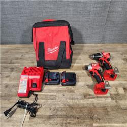 HOUSTON LOCATION - AS-IS Milwaukee M18 18V Lithium-Ion Brushless Cordless Compact Drill/Impact Combo Kit (2-Tool) W/(2) 2.0 Ah Batteries  Charger & Bag