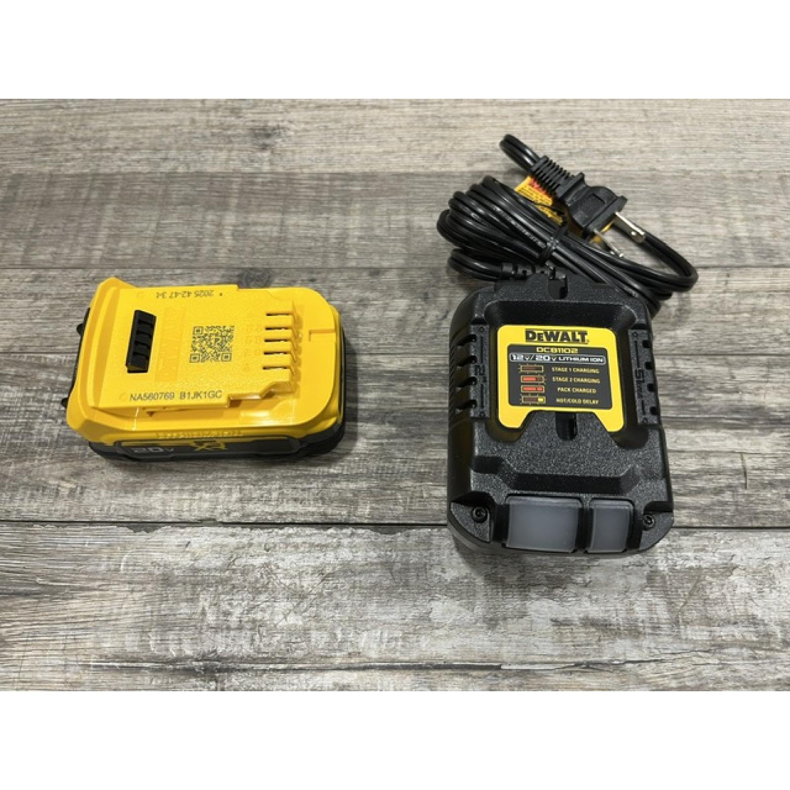AS-IS DEWALT 20V MAX XR POWERSTACK Lithium-Ion Battery Starter Kit with 1.7Ah Battery and Charger
