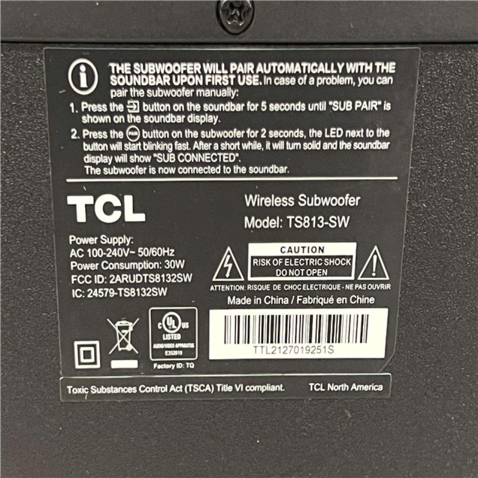 AS-IS TCL Alto 8 Plus 3.1.2 Channel Dolby Atmos Smart Sound Bar with Wireless Subwoofer – TS8132