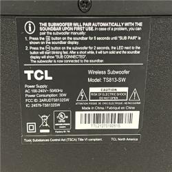AS-IS TCL Alto 8 Plus 3.1.2 Channel Dolby Atmos Smart Sound Bar with Wireless Subwoofer – TS8132