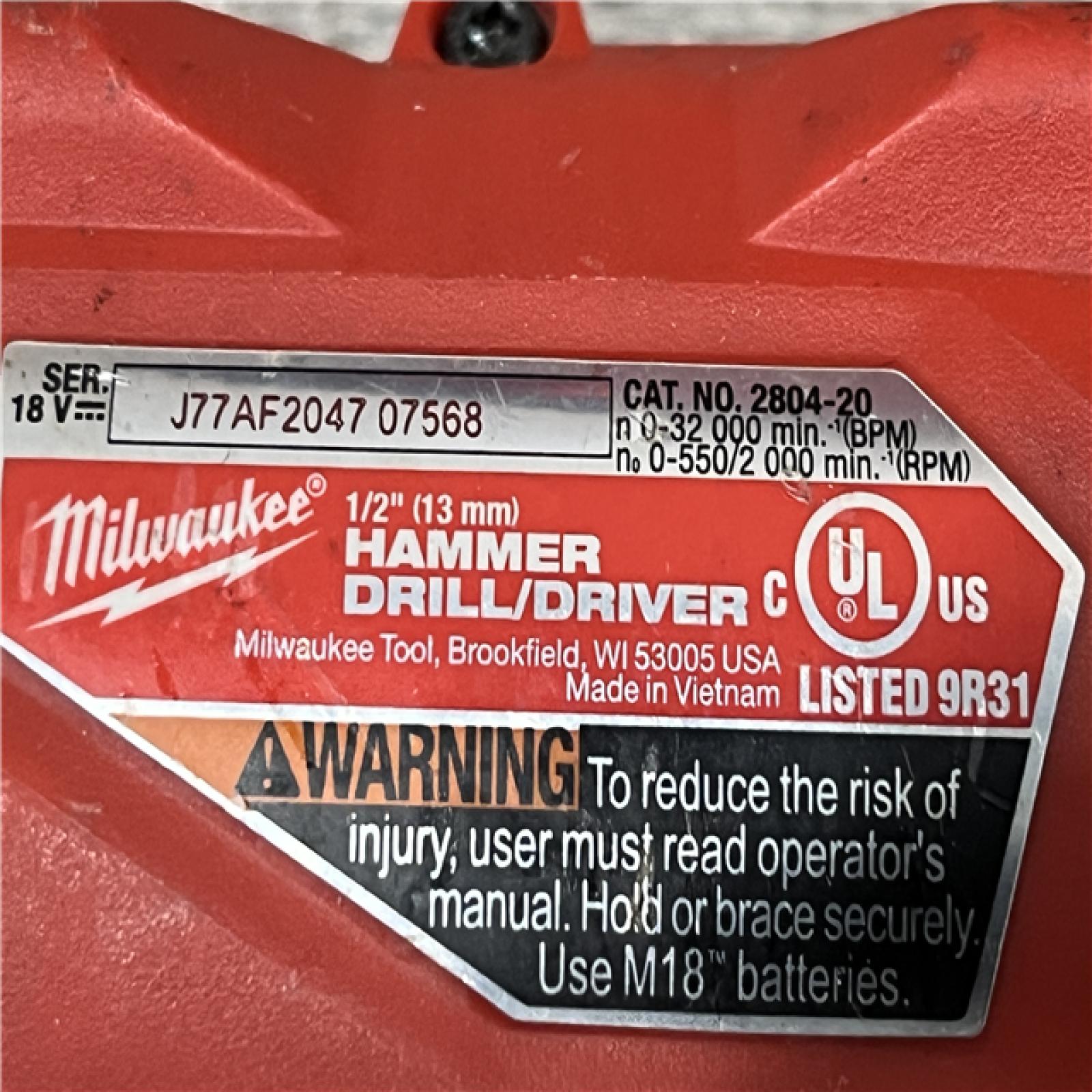 AS-IS Milwaukee Fuel 18-Volt Lithium-Ion Brushless Cordless 1/2 in. Hammer Drill Driver Kit