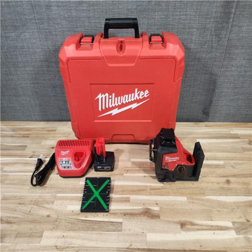HOUSTON LOCATION - AS-IS (APPEARS LIKE NEW) Milwaukee  12-Volt Lithium-Ion Cordless Green 250 ft. 3-Plane Laser Level Kit